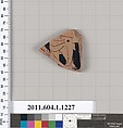 Terracotta fragment of a kylix (drinking cup), Terracotta, Greek, Attic