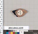 Terracotta fragment of a kylix (drinking cup), Terracotta, Greek, Attic