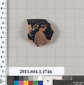 Terracotta rim fragment of a kylix (drinking cup), Terracotta, Greek, Attic
