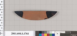 Terracotta rim fragment of a kylix (drinking cup), Terracotta, Greek, Attic