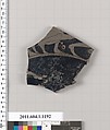 Terracotta fragment of a kylix (drinking cup), Terracotta, Greek, Attic