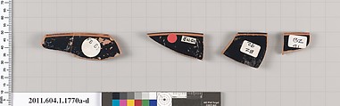 Terracotta rim fragments of kylikes(drinking cups), Terracotta, Greek, Attic