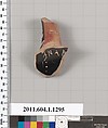 Terracotta fragment of a kylix (drinking cup), Terracotta, Greek, Attic