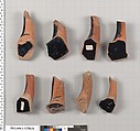 Terracotta fragments of kylikes (drinking cups), Terracotta, Greek, Attic