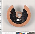 Terracotta fragment of a kylix (drinking cup), Terracotta, Greek, Attic