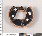 Terracotta fragment of a kylix (drinking cup), Terracotta, Greek, Attic