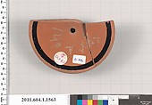 Terracotta fragment of a kylix (drinking cup), Terracotta, Greek, Attic