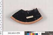 Terracotta fragment of a kylix (drinking cup), Terracotta, Greek, Attic