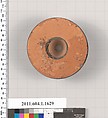 Terracotta fragment of a kylix (drinking cup), Terracotta, Greek, Attic