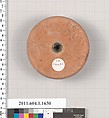 Terracotta fragment of a kylix (drinking cup), Terracotta, Greek, Attic