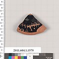 Terracotta fragment of a kylix (drinking cup), Terracotta, Greek, Attic