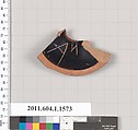 Terracotta fragment of a kylix (drinking cup), Terracotta, Greek, Attic