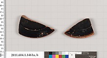 Terracotta fragments of a kylix (drinking cup), Terracotta, Greek, Attic