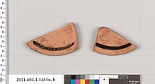 Terracotta fragments of a kylix (drinking cup), Terracotta, Greek, Attic