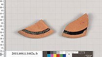Terracotta fragments of a kylix (drinking cup), Terracotta, Greek, Attic