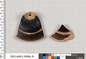Terracotta fragments of a kylix (drinking cup), Terracotta, Greek, Attic