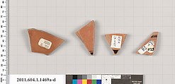 Terracotta fragments of kylikes (drinking cups), Terracotta, Greek, Attic