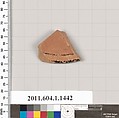 Terracotta fragment of a kylix (drinking cup), Terracotta, Greek, Attic