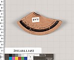 Terracotta fragment of a kylix (drinking cup), Terracotta, Greek, Attic