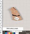 Terracotta fragment of a kylix (drinking cup), Terracotta, Greek, Attic