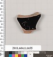 Terracotta fragment of a kylix (drinking cup), Hischylos, Terracotta, Greek, Attic