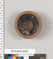 Terracotta fragment of a kylix (drinking cup), Terracotta, Greek, Attic