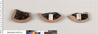Terracotta fragments of kylikes (drinking cups), Terracotta, Greek, Attic