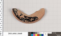 Terracotta fragment of a kylix (drinking cup), Terracotta, Greek, Attic
