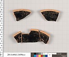Terracotta fragments of a kylix (drinking cup), Terracotta, Greek, Attic