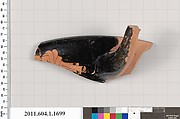 Terracotta rim fragment of a kylix (drinking cup), Macronian [DvB], Terracotta, Greek, Attic