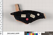 Terracotta rim fragment of a kylix (drinking cup), Macronian [DvB], Terracotta, Greek, Attic