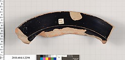 Terracotta fragment of a kylix (drinking cup), Terracotta, Greek, Attic
