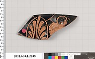 Terracotta rim fragment of a kylix (drinking cup), Terracotta, Greek, Attic