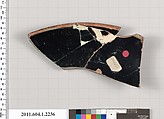 Terracotta rim fragment of a kylix (drinking cup), Terracotta, Greek, Attic