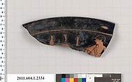 Terracotta rim fragment of a kylix (drinking cup), Terracotta, Greek, Attic