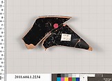 Terracotta rim fragment of a kylix (drinking cup), Terracotta, Greek, Attic