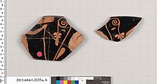 Terracotta rim fragment of a kylix (drinking cup), Terracotta, Greek, Attic