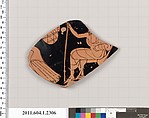 Terracotta fragment of a kylix (drinking cup), Attributed to the Telephos Painter [DvB], Terracotta, Greek, Attic
