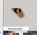 Terracotta rim fragment of a kylix (drinking cup), Terracotta, Greek, Attic