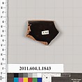 Terracotta rim fragment of a kylix (drinking cup), Attributed to the Telephos Painter [DvB], Terracotta, Greek, Attic