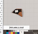 Terracotta rim fragment of a kylix (drinking cup), Terracotta, Greek, Attic