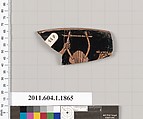 Terracotta rim fragment of a kylix (drinking cup), Terracotta, Greek, Attic