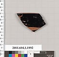 Terracotta rim fragment of a kylix (drinking cup), Terracotta, Greek, Attic