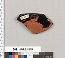 Terracotta rim fragment of a kylix (drinking cup), Terracotta, Greek, Attic
