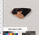 Terracotta rim fragment of a kylix (drinking cup), Terracotta, Greek, Attic