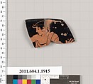Terracotta rim fragment of a kylix (drinking cup), Terracotta, Greek, Attic