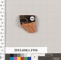Terracotta rim fragment of a kylix (drinking cup), Terracotta, Greek, Attic