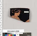 Terracotta rim fragment of a kylix (drinking cup), Attributed to the Ancona Painter [DvB], Terracotta, Greek, Attic