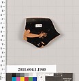 Terracotta rim fragment of a kylix (drinking cup), Terracotta, Greek, Attic