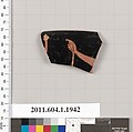 Terracotta rim fragment of a kylix (drinking cup), Terracotta, Greek, Attic